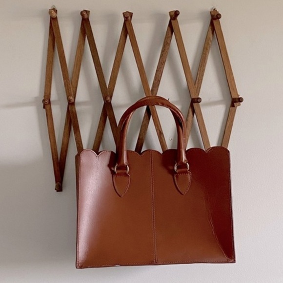 ASOS Scalloped Edge Brown Leather Shopper Bag - Picture 6 of 8